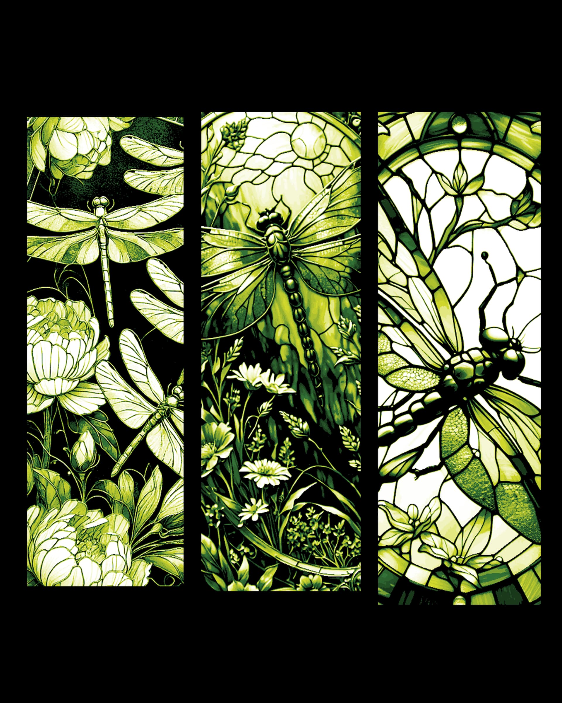 Stained Glass Dragonflies - Set of Bookmarks in Green by BooneCo3d HueForge model: Stained Glass Dragonflies - Set of Bookmarks in Green by BooneCo3d