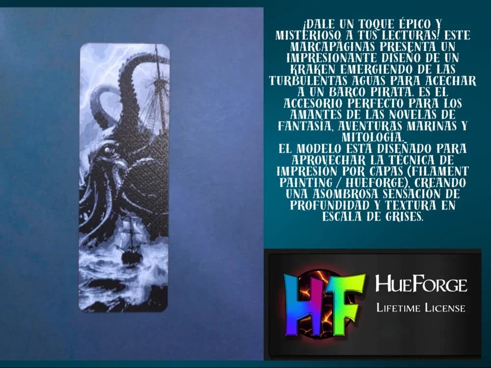 Bookmark Epic Kraken v2 by FYTY112 HueForge model: Bookmark Epic Kraken v2 by FYTY112