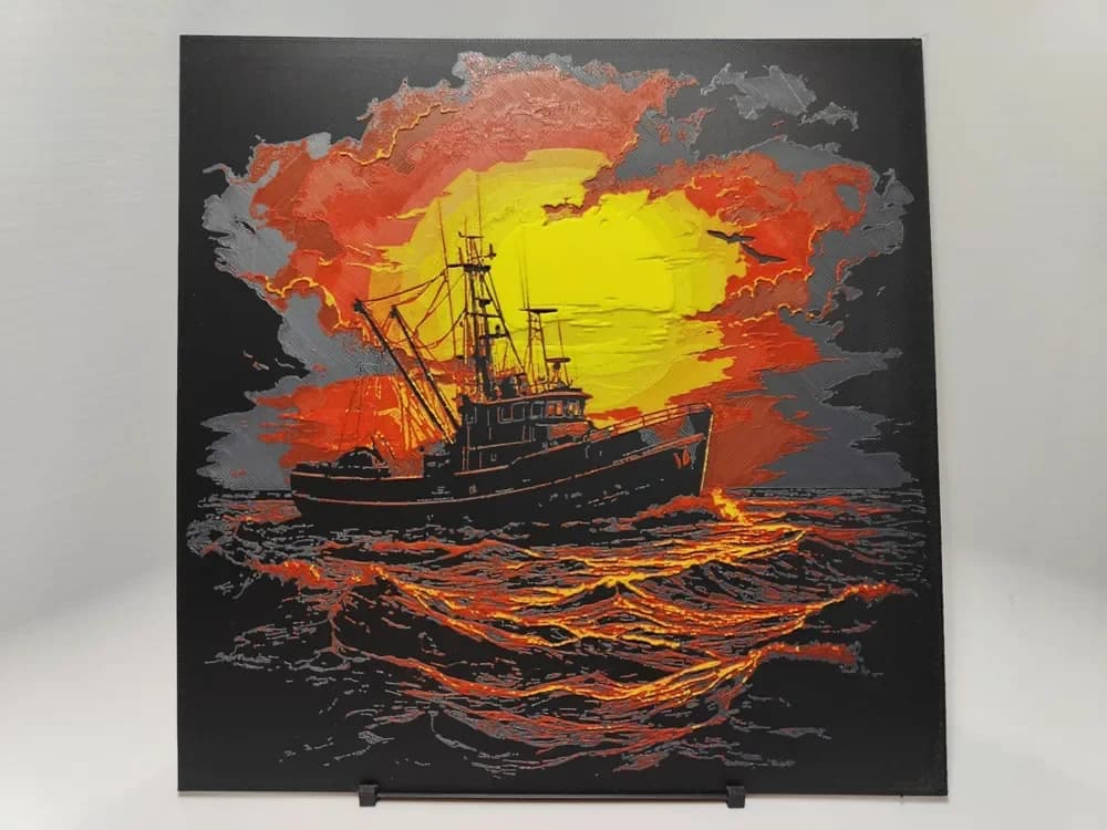 HueForge model: Fishing boat at sunset - Hueforge by BeaN