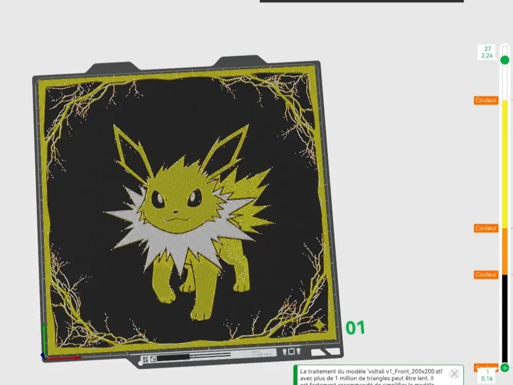 Hueforge voltali Jolteon by ZombiePaint3D HueForge model: Hueforge voltali Jolteon by ZombiePaint3D