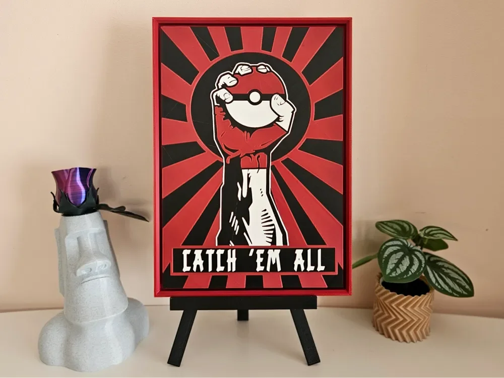 Catch 'Em All - Pokemon Poster/Picture by C3D HueForge model: Catch 'Em All - Pokemon Poster/Picture by C3D