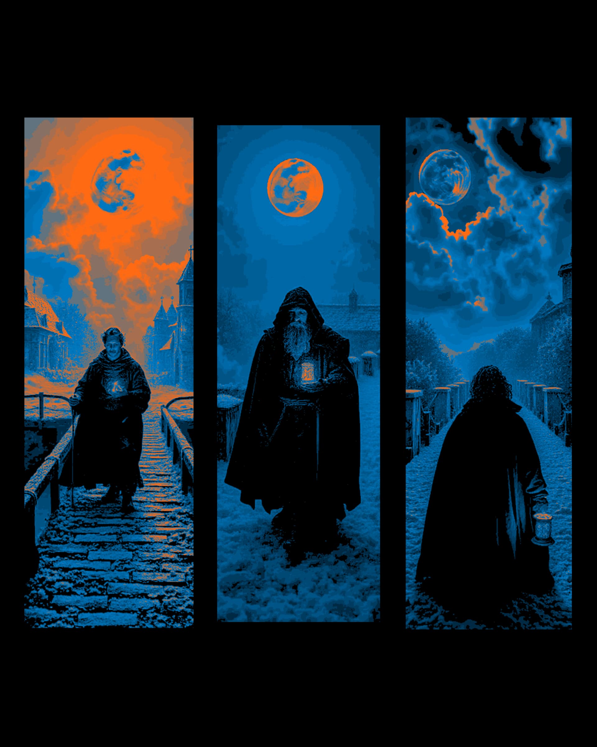 The mysterious Walker under the fire moon - Fantasy set of bookmarks by BooneCo3d HueForge model: The mysterious Walker under the fire moon - Fantasy set of bookmarks by BooneCo3d