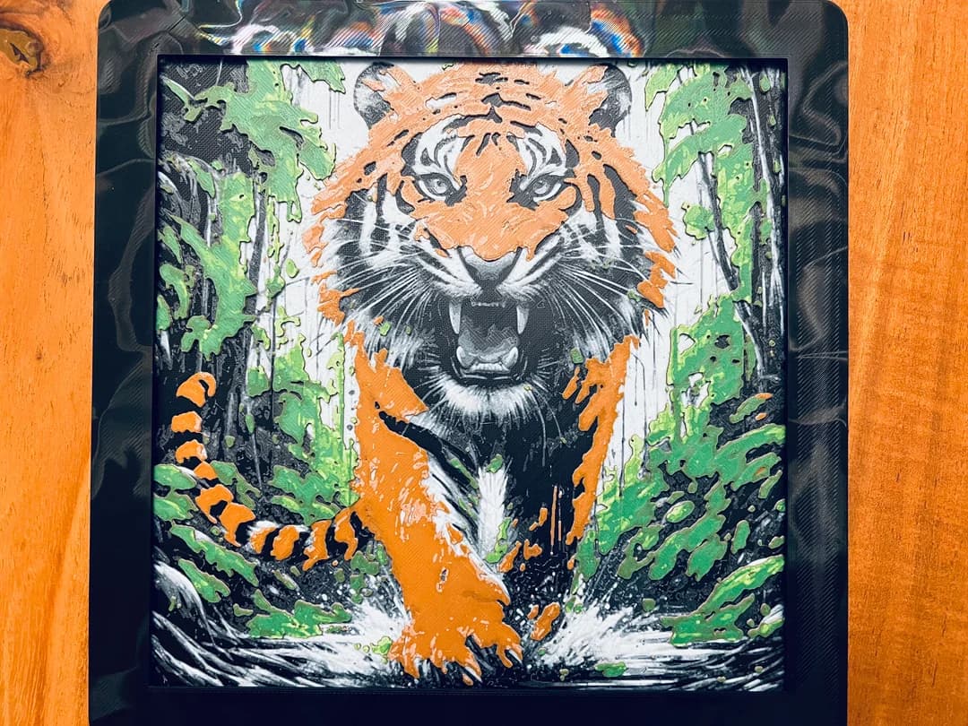 Tiger in the Jungle (Multi-Color) by JustBe 3D Printing HueForge model: Tiger in the Jungle (Multi-Color) by JustBe 3D Printing