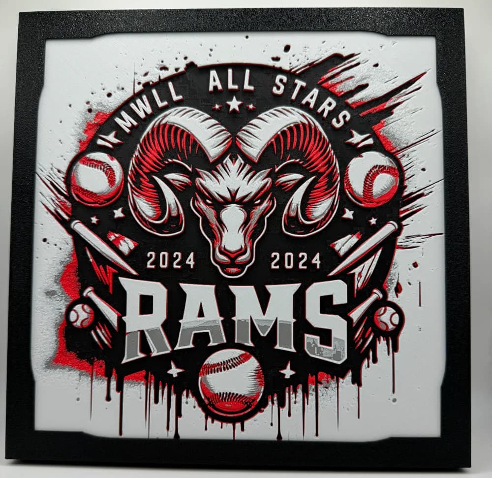 Mineral Wells Little League - RAMS Hueforge by Canadian Gamer HueForge model: Mineral Wells Little League - RAMS Hueforge by Canadian Gamer