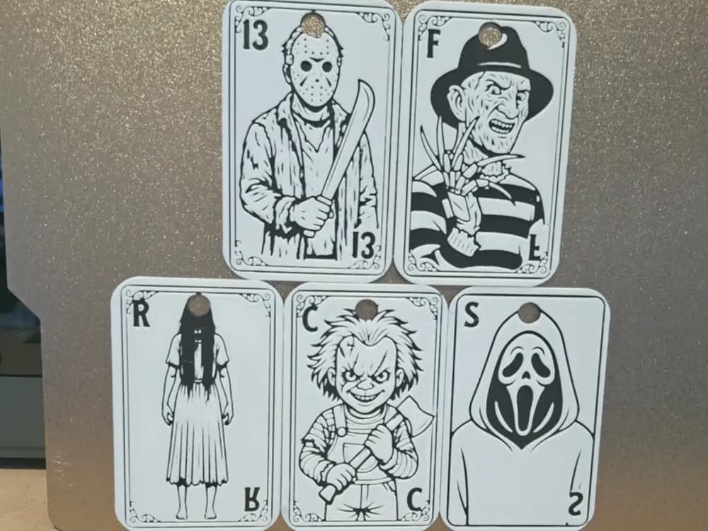 Set of 5 credit card size horror bookmarks by 3dGlow HueForge model: Set of 5 credit card size horror bookmarks by 3dGlow