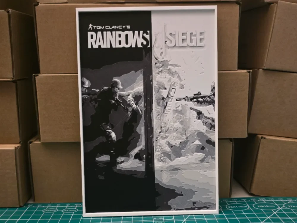 Tom Clancy's Rainbow 6 Siege Poster - Hueforge Art by Lumpy3D HueForge model: Tom Clancy's Rainbow 6 Siege Poster - Hueforge Art by Lumpy3D
