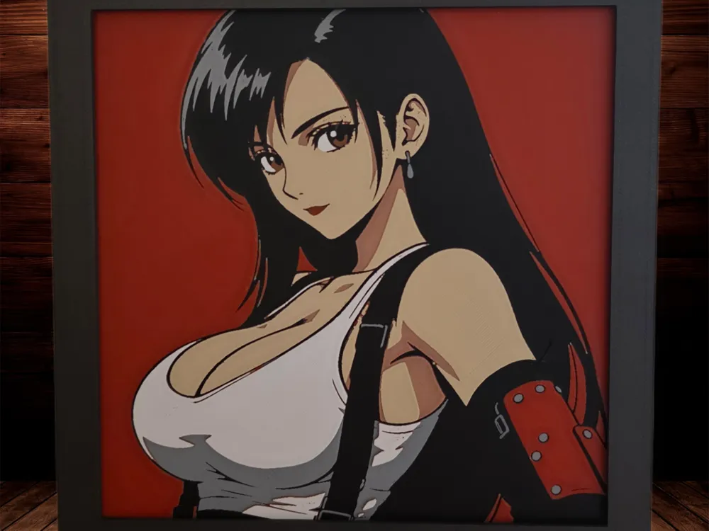 Tifa Lockhart by Side Quest Hues HueForge model: Tifa Lockhart by Side Quest Hues