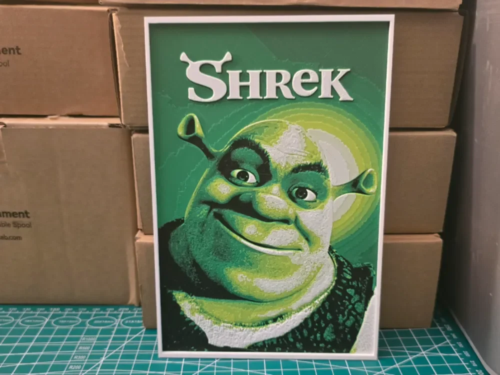 Shrek Movie Poster - Hueforge Art by Lumpy3D HueForge model: Shrek Movie Poster - Hueforge Art by Lumpy3D