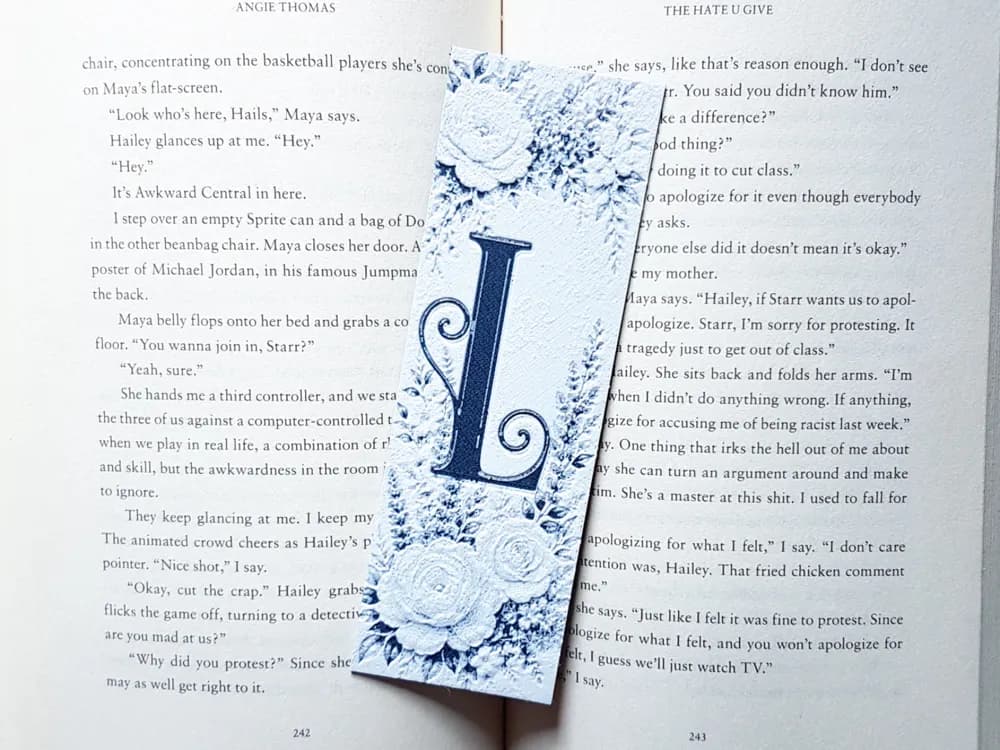 Bookmark, Monogram L, Floral Background, Hueforge Bookmark, Monogram L, Floral Background, Hueforge