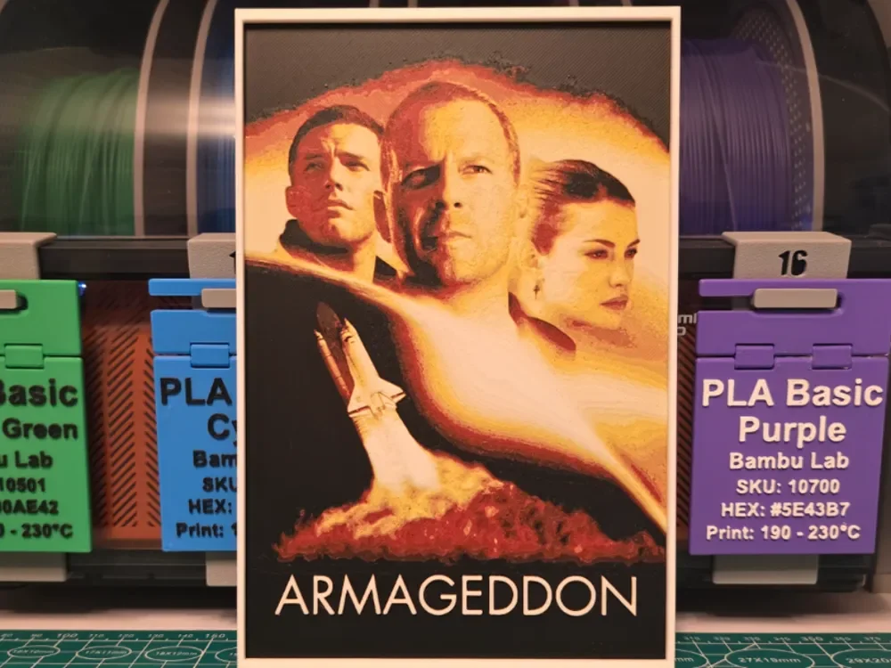Armageddon Movie Poster - Hueforge Art by Lumpy3D HueForge model: Armageddon Movie Poster - Hueforge Art by Lumpy3D