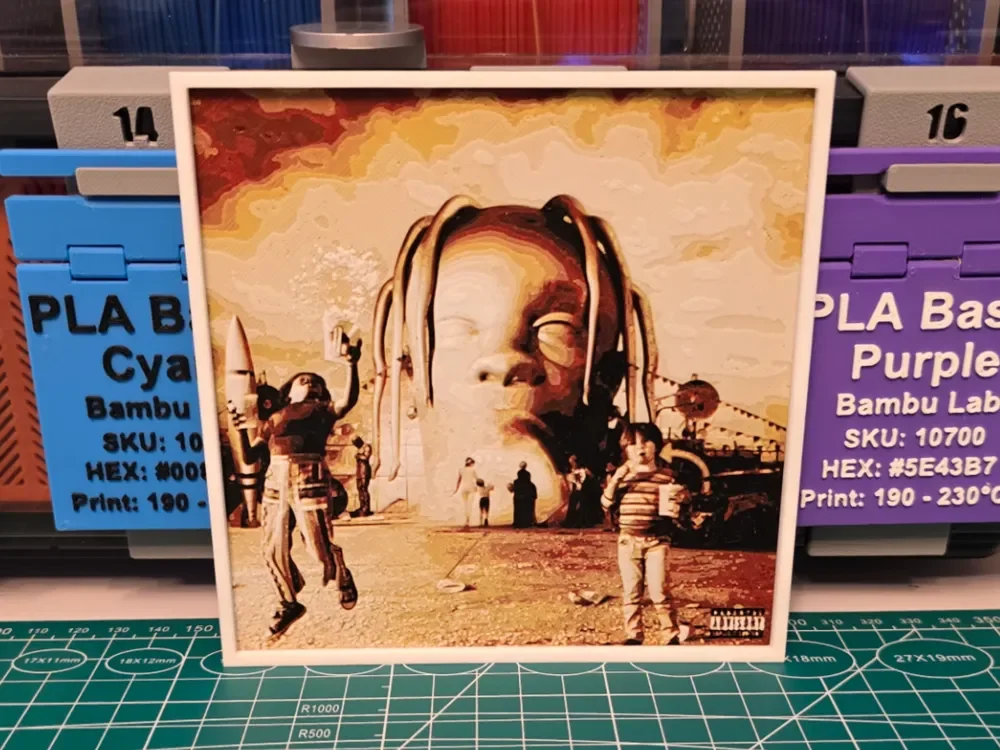 Travis Scott "ASTROWORLD" Album - Hueforge Art by Lumpy3D HueForge model: Travis Scott "ASTROWORLD" Album - Hueforge Art by Lumpy3D