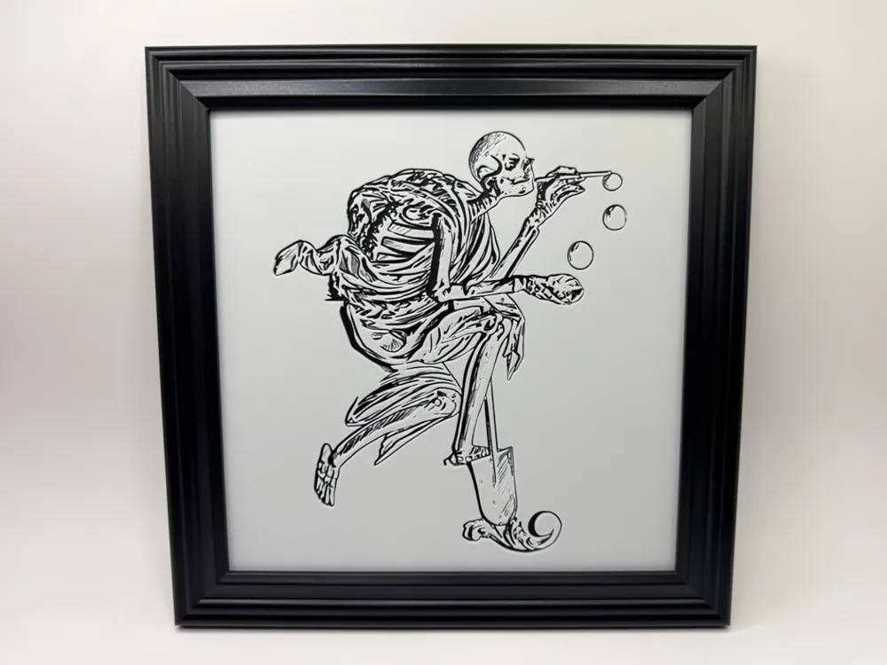 Skeleton Blowing Bubbles - HueForge by zombeh HueForge model: Skeleton Blowing Bubbles - HueForge by zombeh