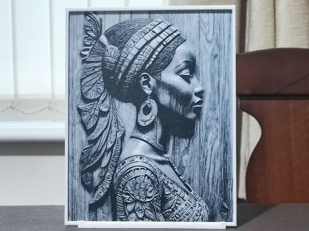 Carved African Beauty - HueForge 2 Color by BoDad HueForge model: Carved African Beauty - HueForge 2 Color by BoDad