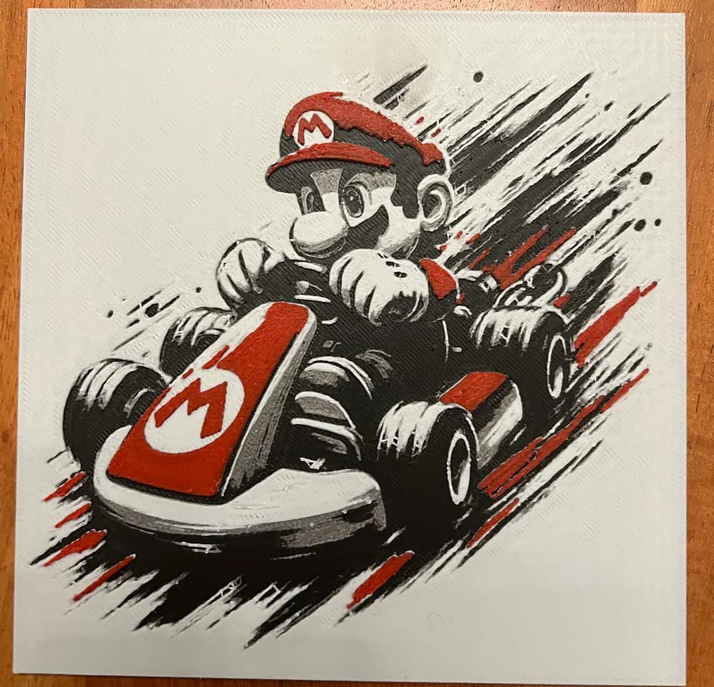 Mario on his Kart by JustBe 3D Printing HueForge model: Mario on his Kart by JustBe 3D Printing