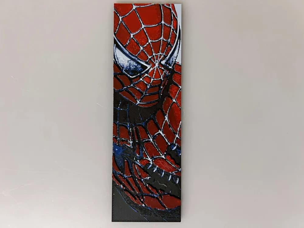 Spiderman Beginning Symbiote to Venom - Bookmark by 3djd HueForge model: Spiderman Beginning Symbiote to Venom - Bookmark by 3djd