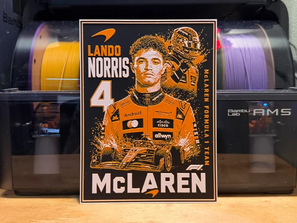 Lando Norris Poster HueForge by liv_3d HueForge model: Lando Norris Poster HueForge by liv_3d