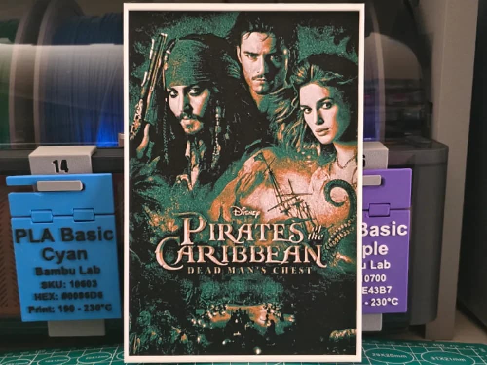 Pirates of the Caribbean: Dead Man's Chest Poster by Lumpy3D HueForge model: Pirates of the Caribbean: Dead Man's Chest Poster by Lumpy3D