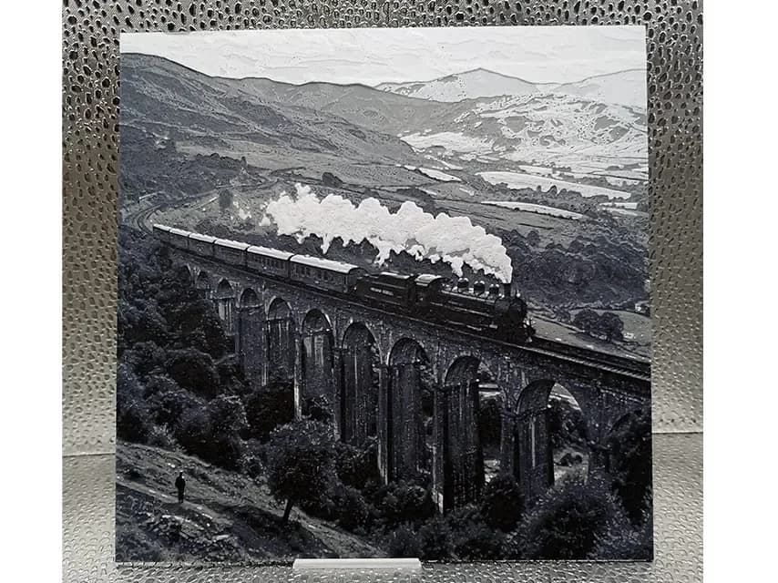 Steam Train over Viaduct Hueforge by Borishotch Industries HueForge model: Steam Train over Viaduct Hueforge by Borishotch Industries