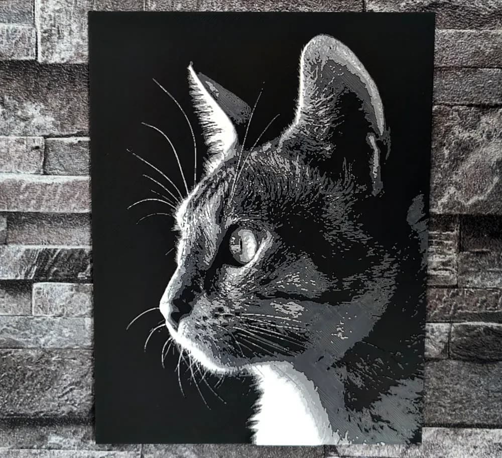 Hueforge Head Cat Background black