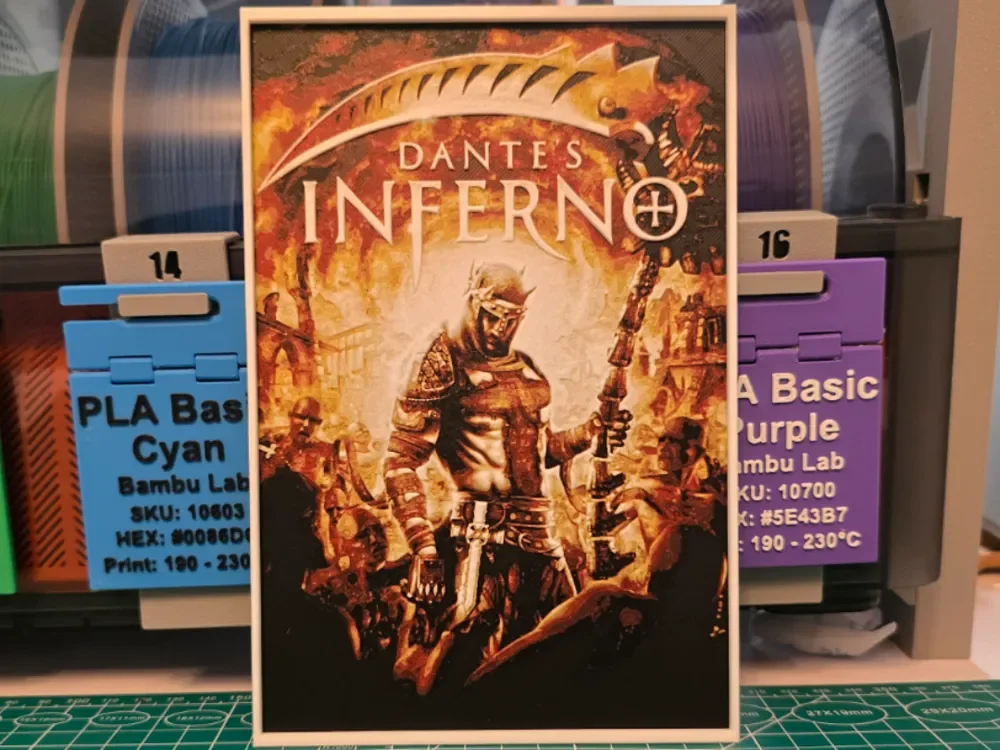 Dante's Inferno Game Poster - Hueforge Art by Lumpy3D HueForge model: Dante's Inferno Game Poster - Hueforge Art by Lumpy3D