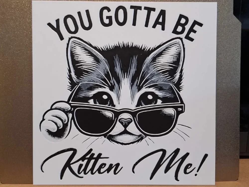 Kitten me! - Cat Sarcasm Hueforge - 2 colours by 3dGlow HueForge model: Kitten me! - Cat Sarcasm Hueforge - 2 colours by 3dGlow
