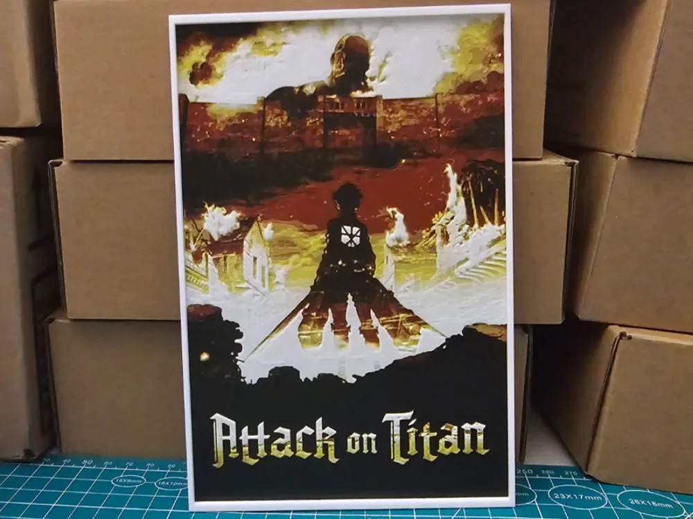 Attack on Titan Poster - Hueforge Art by Lumpy3D HueForge model: Attack on Titan Poster - Hueforge Art by Lumpy3D
