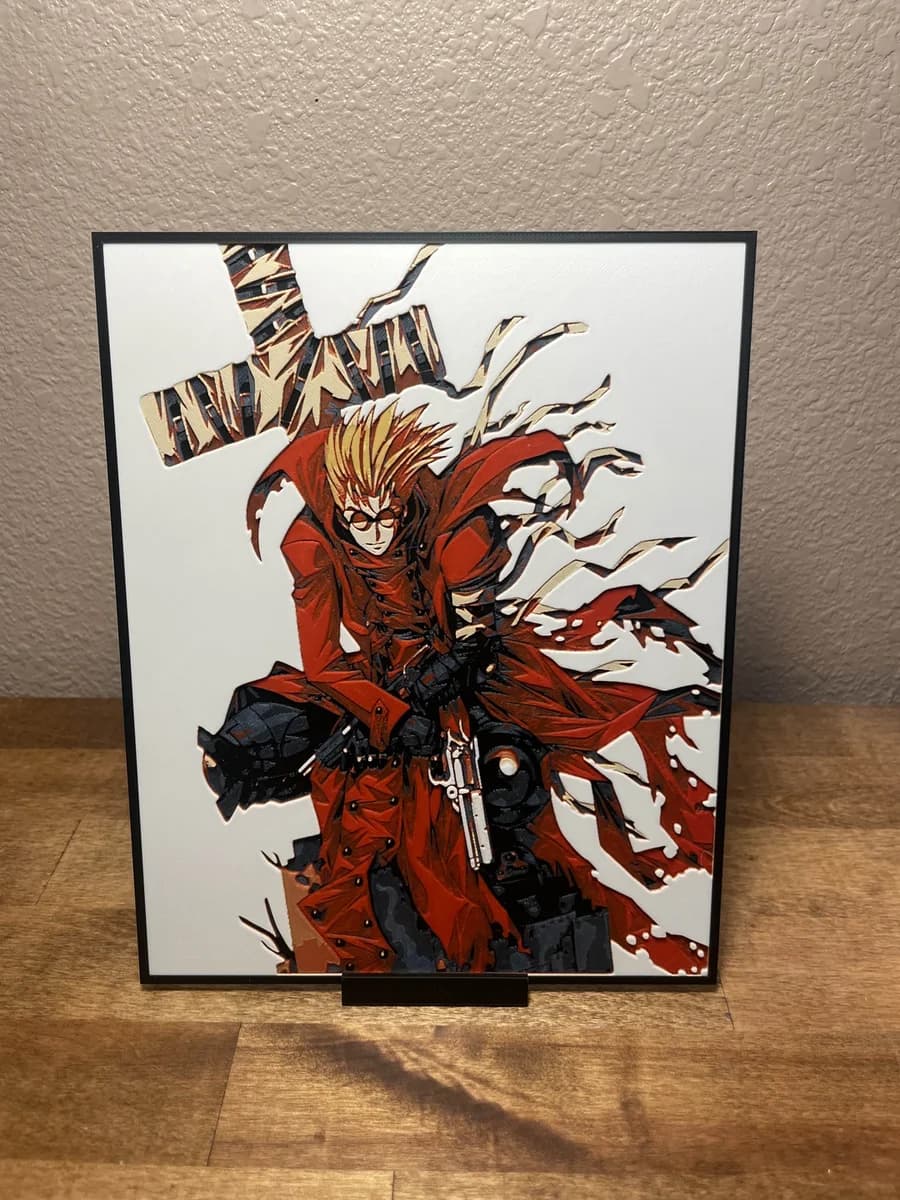 Crouching Vash- Trigun by Cloudy Nostalgia HueForge model: Crouching Vash- Trigun by Cloudy Nostalgia