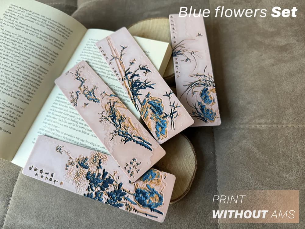 Blue Flowers Set – Elegant Bookmark Collection by Loupes HueForge model: Blue Flowers Set – Elegant Bookmark Collection by Loupes