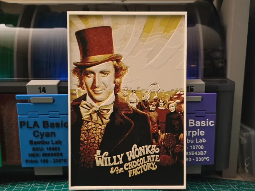 Willy Wonka & the Chocolate Factory - Hueforge Art by Lumpy3D HueForge model: Willy Wonka & the Chocolate Factory - Hueforge Art by Lumpy3D