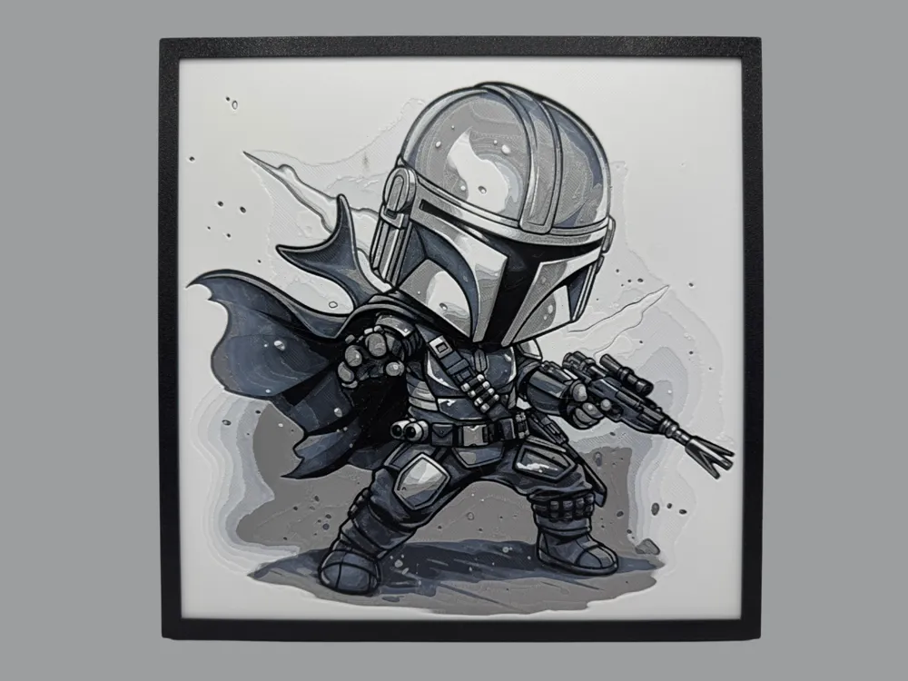 HueForge model: Mandalorian - Chibi Edition - 4 Colour by Canadian Gamer