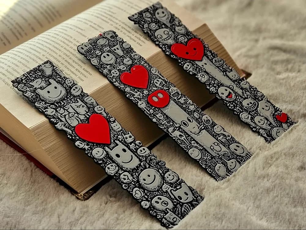 Love Doodles - Bookmarks Set by C3D HueForge model: Love Doodles - Bookmarks Set by C3D