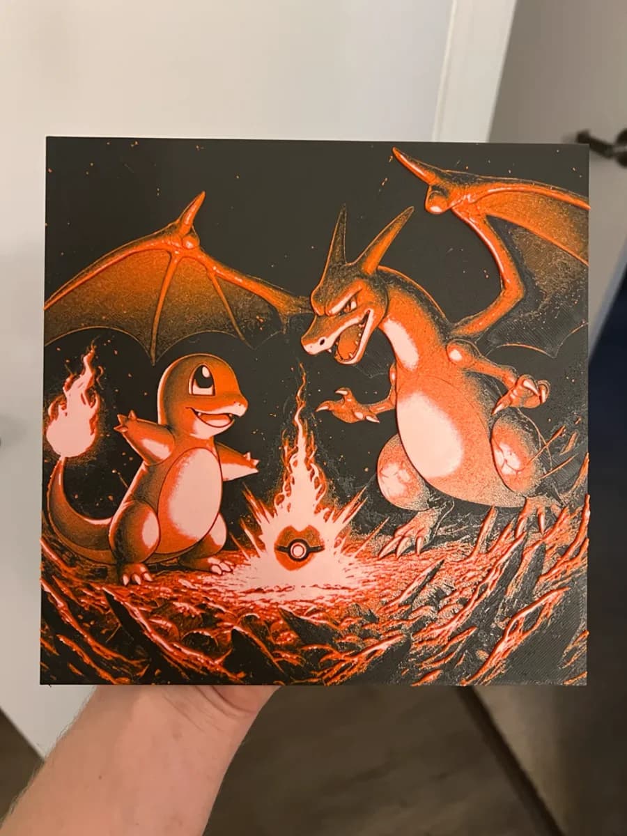Charmander and Charizard Hueforge NO AMS Needed by RP47 Designs HueForge model: Charmander and Charizard Hueforge NO AMS Needed by RP47 Designs
