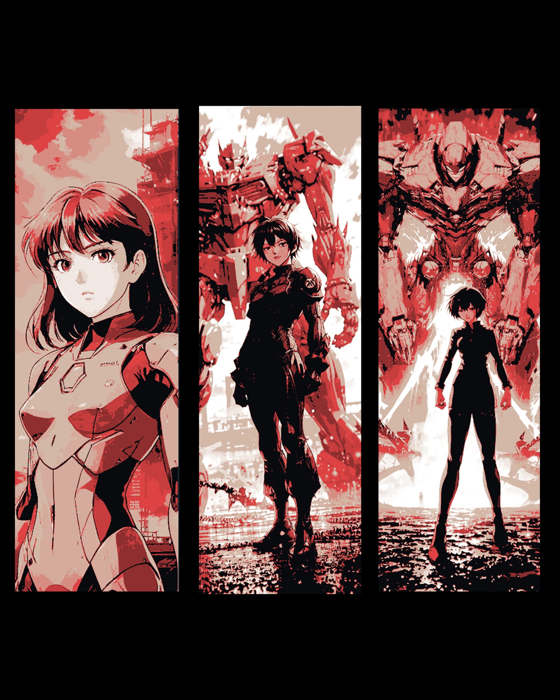 Women pilots and their mecha guardians - Set of bookmarks Women pilots and their mecha guardians - Set of bookmarks