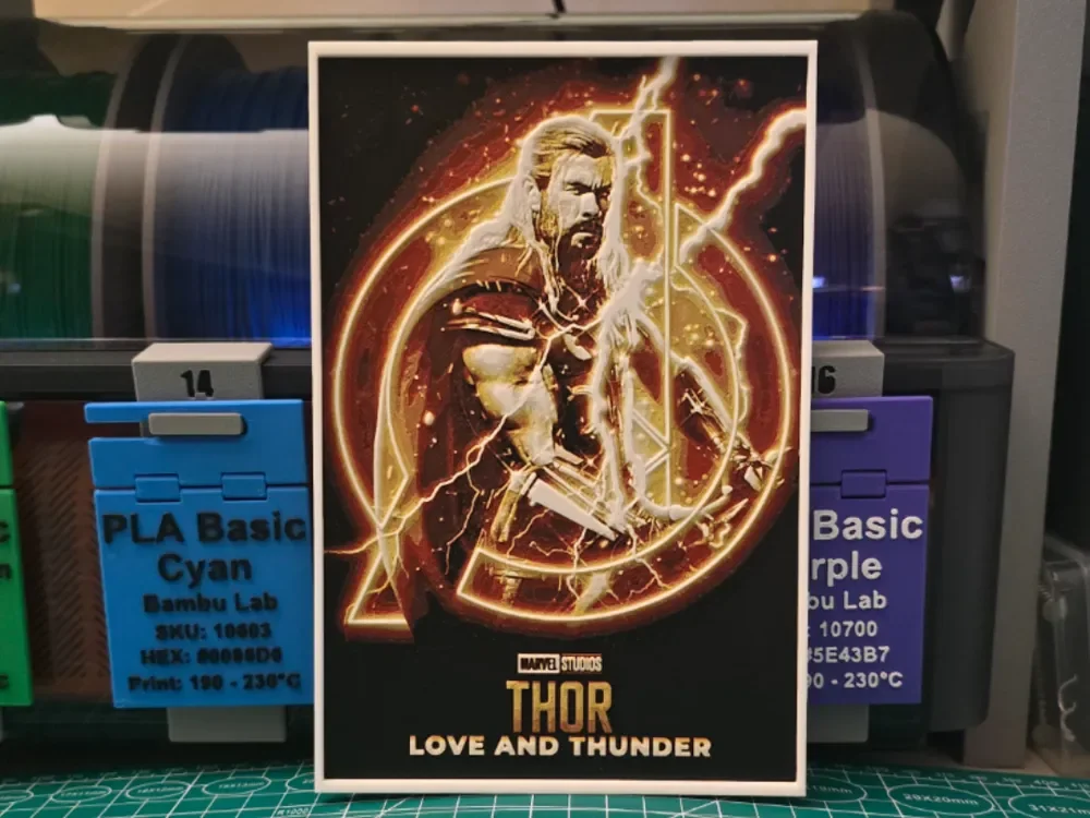 Thor: Love and Thunder Poster - Hueforge Art by Lumpy3D HueForge model: Thor: Love and Thunder Poster - Hueforge Art by Lumpy3D