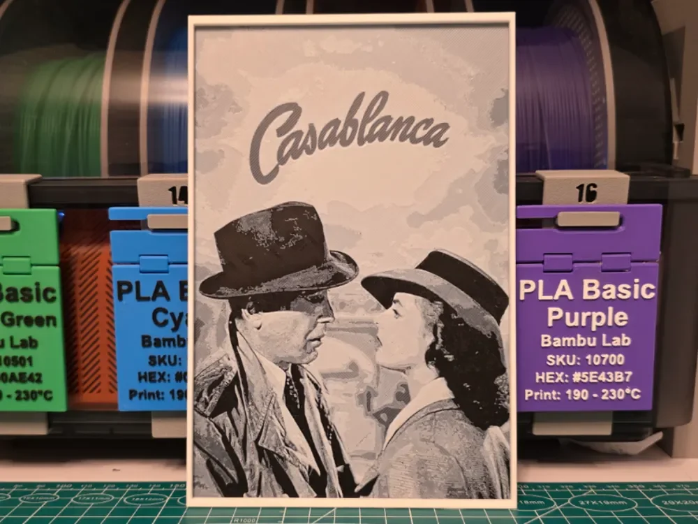 Casablanca Movie Poster - Hueforge Art by Lumpy3D HueForge model: Casablanca Movie Poster - Hueforge Art by Lumpy3D