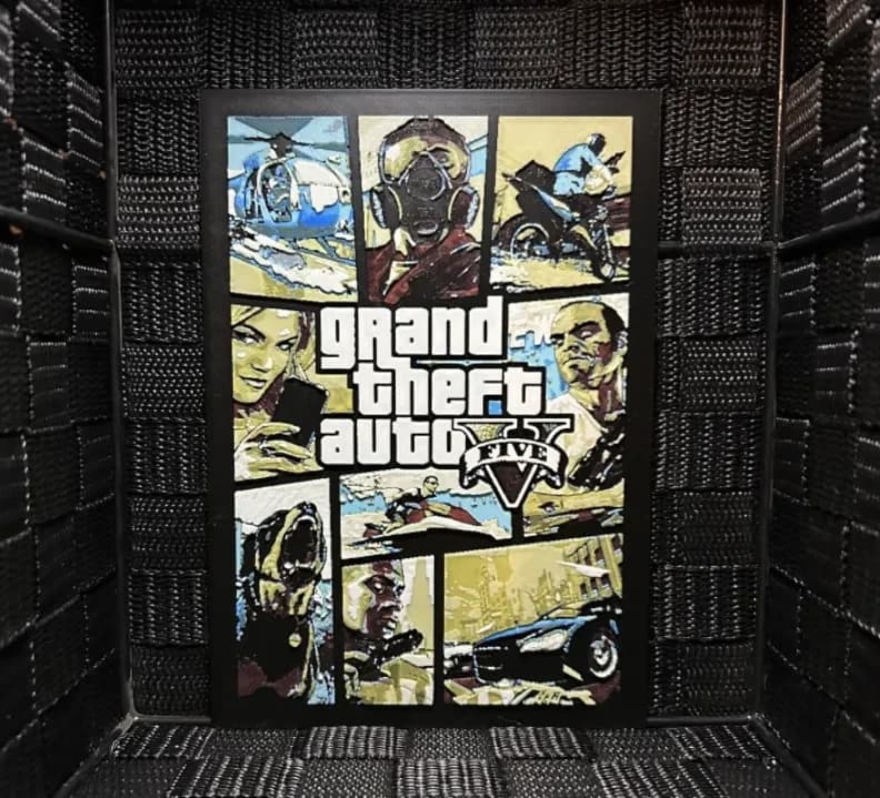 Hueforge Game Poster - Grand Theft Auto V - by JoDau HueForge model: Hueforge Game Poster - Grand Theft Auto V - by JoDau