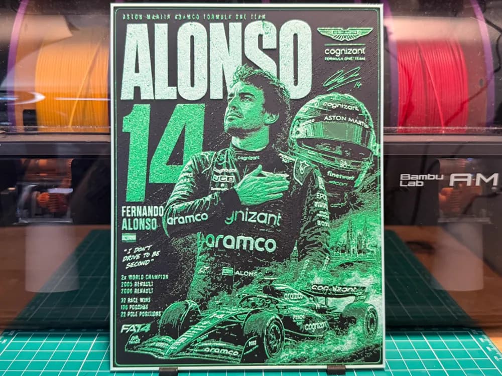 Fernando Alonso Poster by liv_3d HueForge model: Fernando Alonso Poster by liv_3d