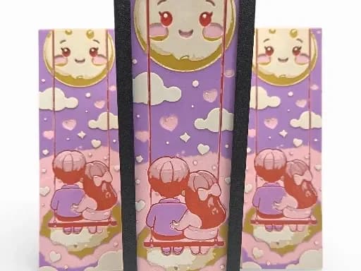 Moon Swing Love 50mm x 150mm Bookmark by MythicHue's HueForge model: Moon Swing Love 50mm x 150mm Bookmark by MythicHue's