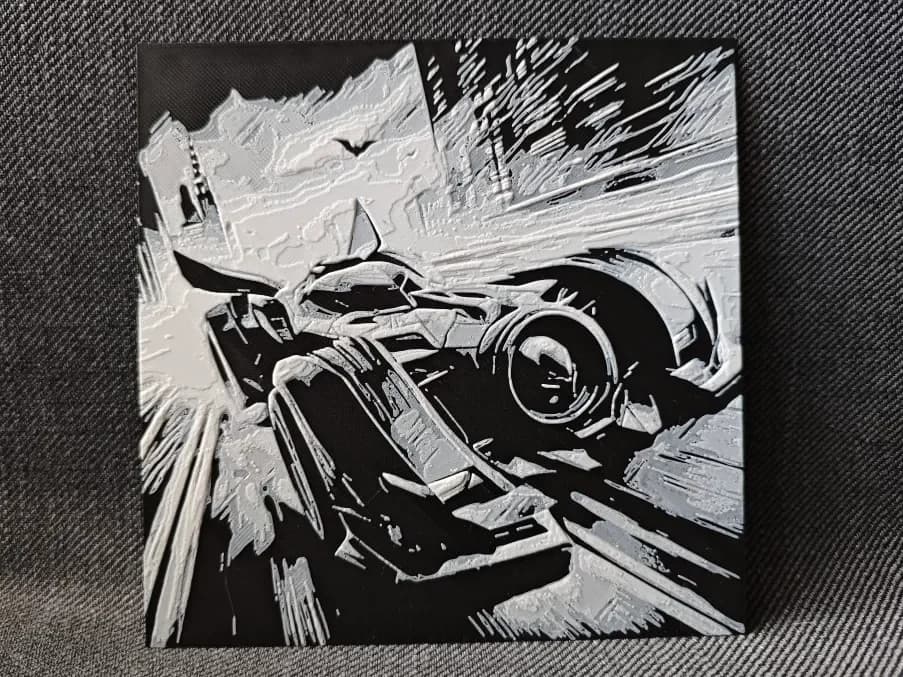 Hueforge Batman car by Litolunar HueForge model: Hueforge Batman car by Litolunar