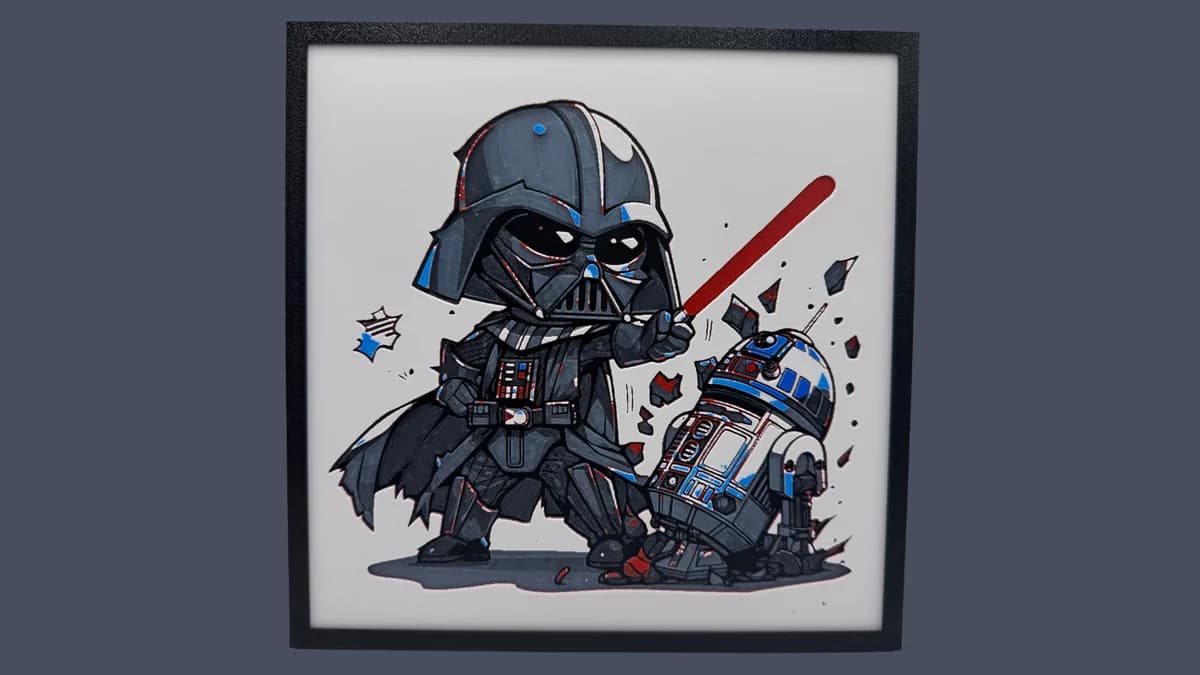 HueForge model: Darth Vader and R2D2 by Canadian Gamer