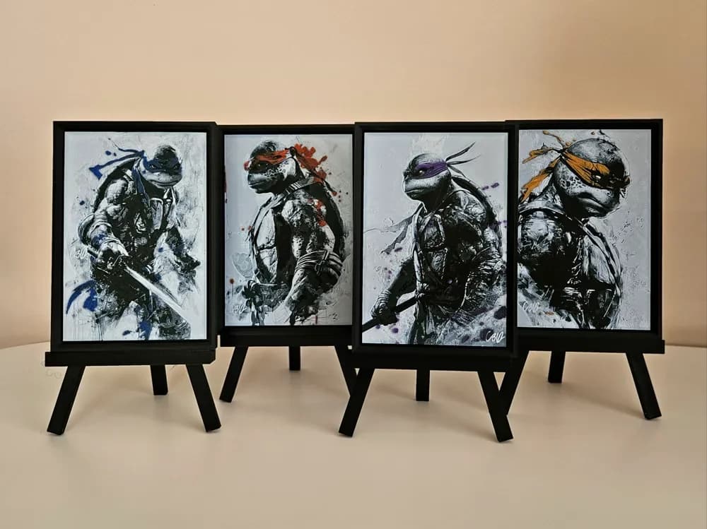 Teenage Mutant Ninja Turtles - Set Of Paintings by C3D HueForge model: Teenage Mutant Ninja Turtles - Set Of Paintings by C3D