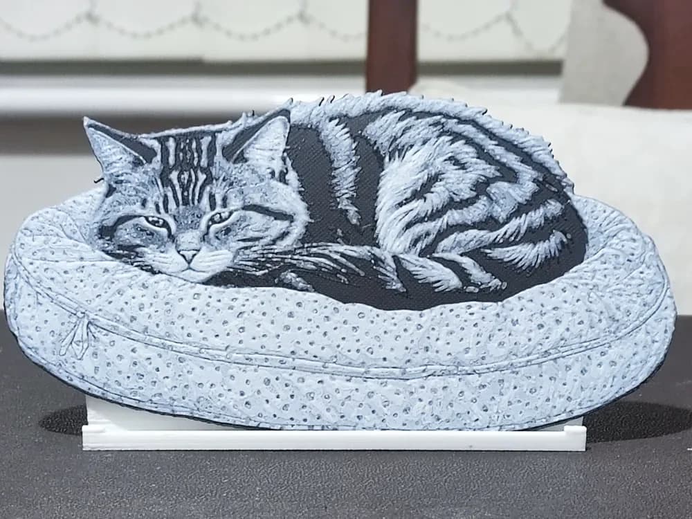 HueForge model: Sleepy Kitty - HueForge 2 Color by BoDad