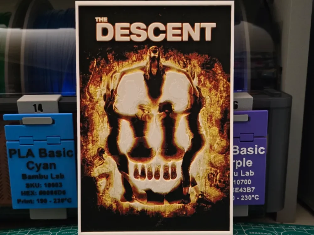 The Descent Movie Poster - Hueforge Art by Lumpy3D HueForge model: The Descent Movie Poster - Hueforge Art by Lumpy3D