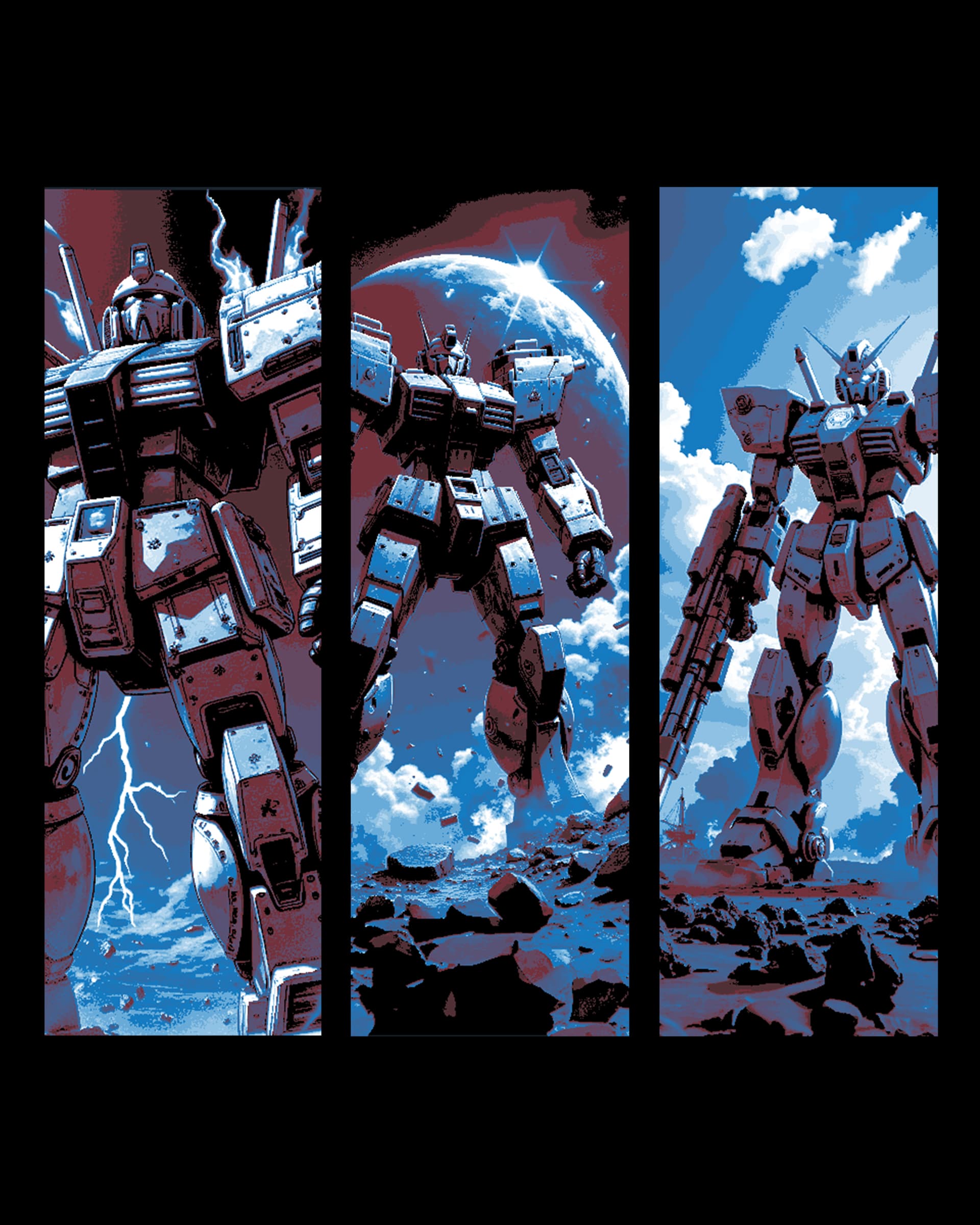 Fanart of some big robot warriors - Standing tall and ready for battle - set of bookmarks Fanart of some big robot warriors - Standing tall and ready for battle - set of bookmarks
