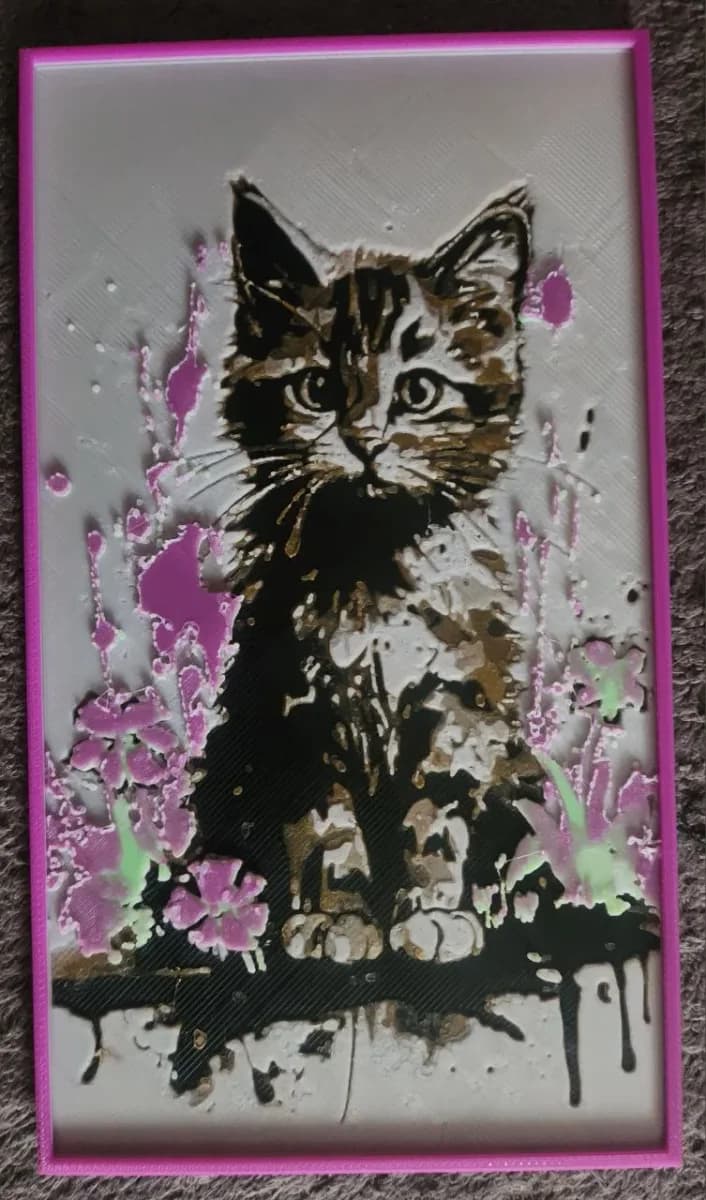 Cute Baby Cat Black - HueForge by keko HueForge model: Cute Baby Cat Black - HueForge by keko