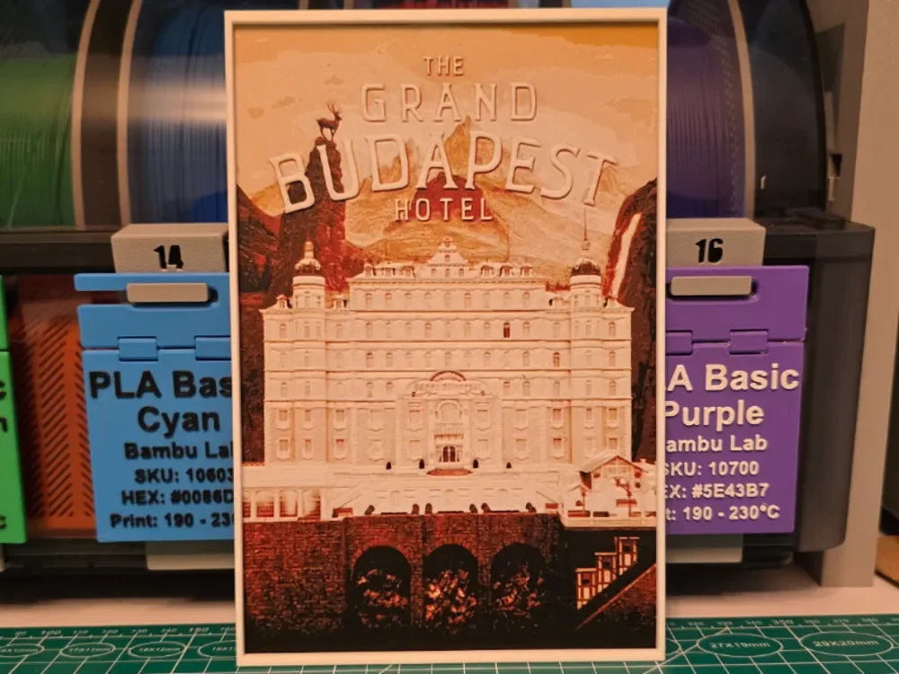 The Grand Budapest Hotel Movie Poster - Hueforge by Lumpy3D HueForge model: The Grand Budapest Hotel Movie Poster - Hueforge by Lumpy3D