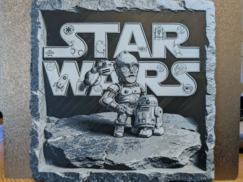Slate style c3po and r2d2 Hueforge by 3dGlow HueForge model: Slate style c3po and r2d2 Hueforge by 3dGlow