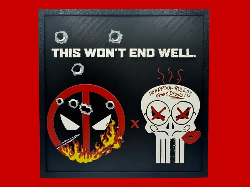 Deadpool & Punisher - Big Guns Crossover by Canadian Gamer HueForge model: Deadpool & Punisher - Big Guns Crossover by Canadian Gamer