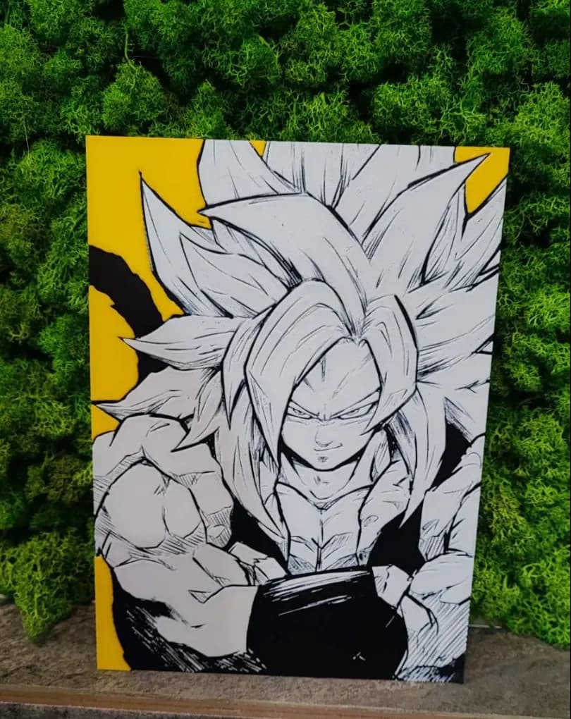Gogeta (custom colour background) by Garuda3D HueForge model: Gogeta (custom colour background) by Garuda3D