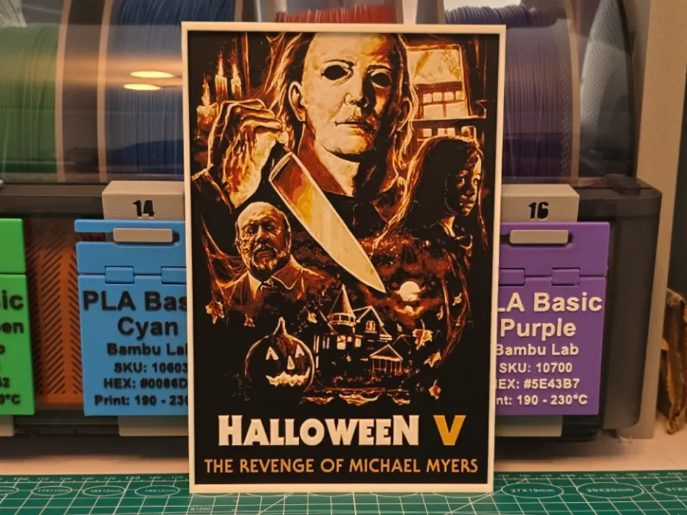 Halloween 5: The Revenge of Michael Myers Poster by Lumpy3D HueForge model: Halloween 5: The Revenge of Michael Myers Poster by Lumpy3D